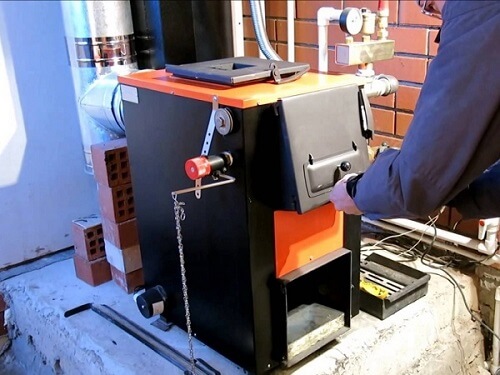 Монтаж твердотопливного котла в Воложине