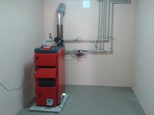 Подключение твердотопливного котла в Воложине